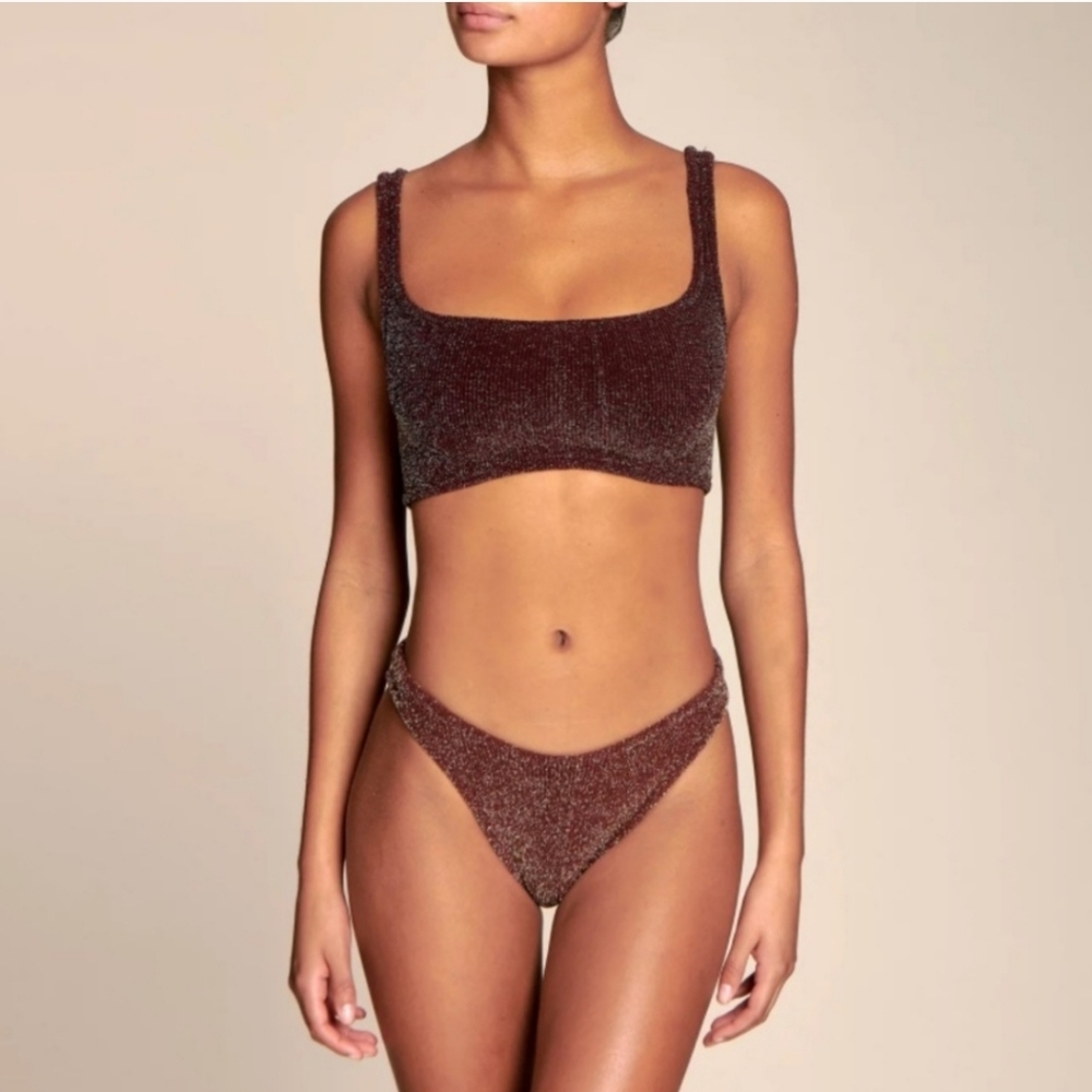 Hunza G Xandra Bikini Metallic Burgundy